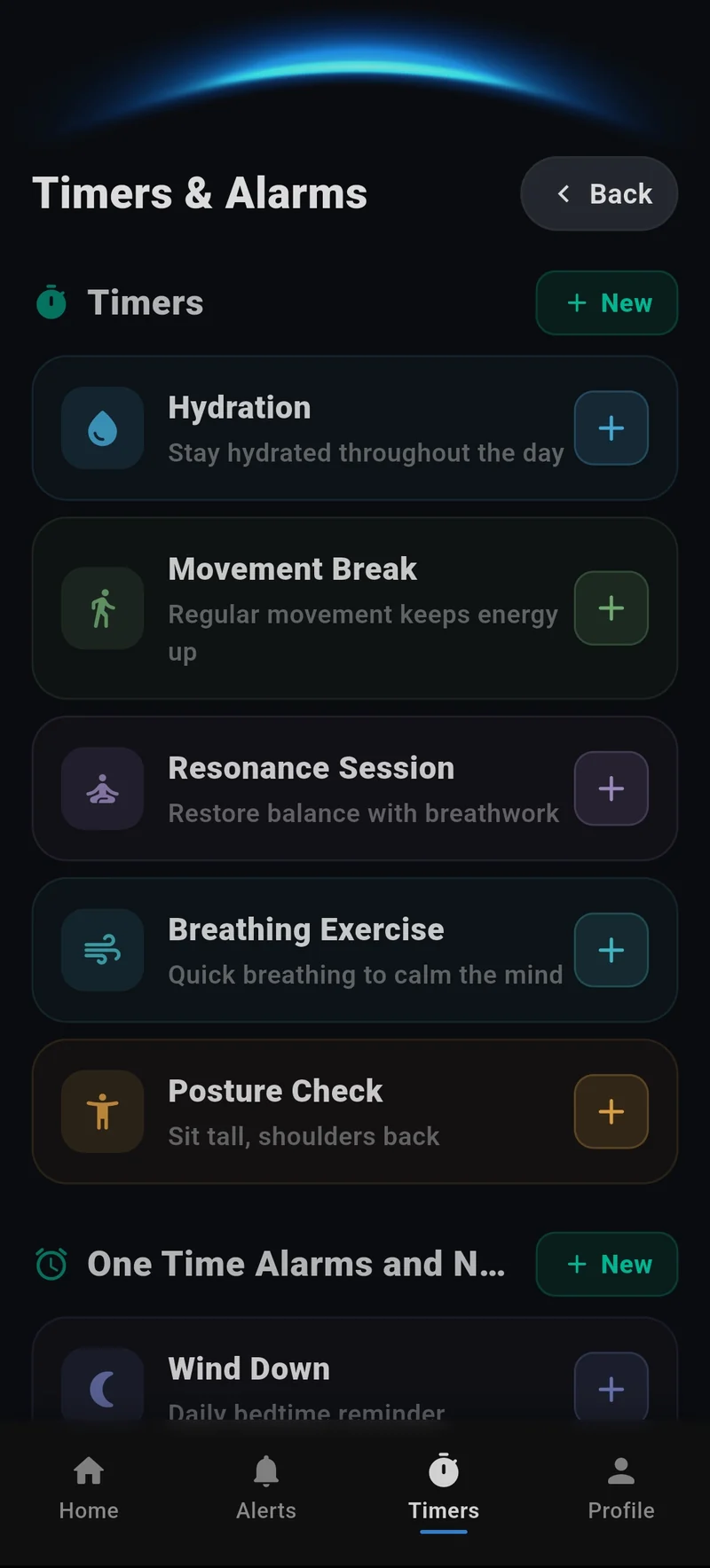 Reminders and session timers in the NU._.IRA app