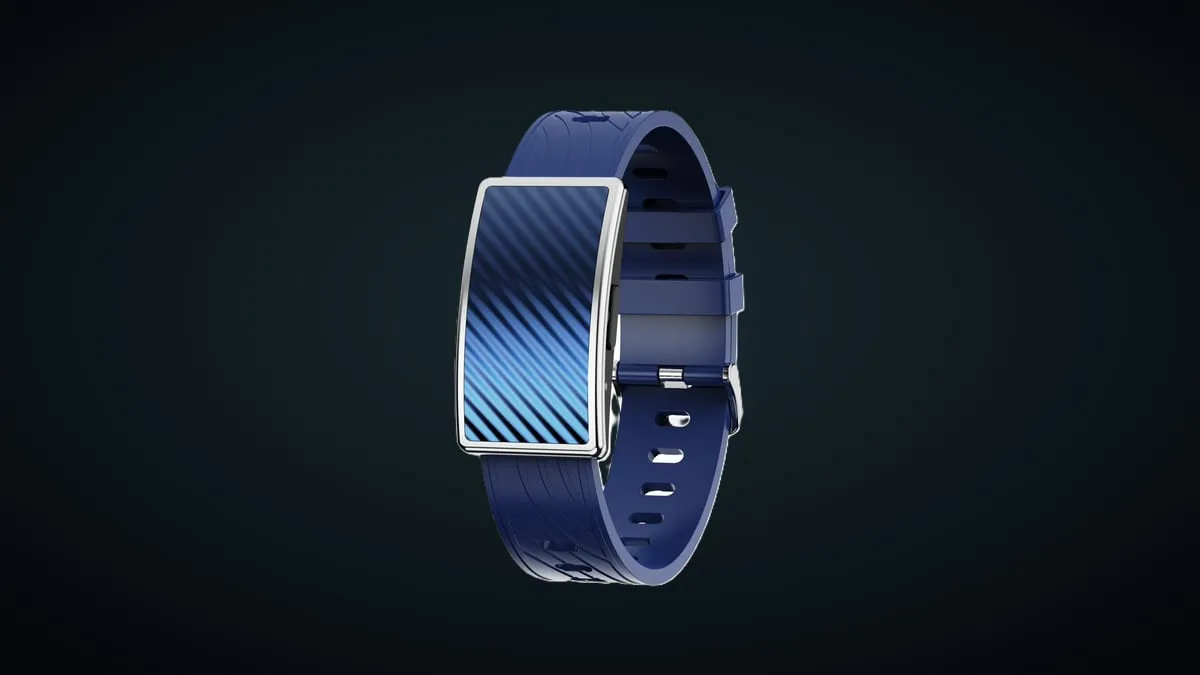 The NUIRA Band in blue, which tracks heart rate variability